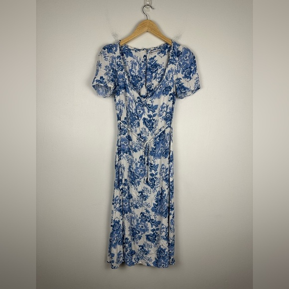 Reformation Marfa Blue White Floral Midi Dress Women’s Sz 4 - Picture 4 of 12